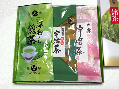 人气的宇治茶混合套装【深蒸煎茶、煎茶「八十八夜」、冠茶玉露】