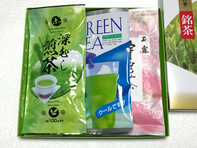 人气的宇治茶混合套装【深蒸煎茶、绿茶green tea、冠茶玉露】