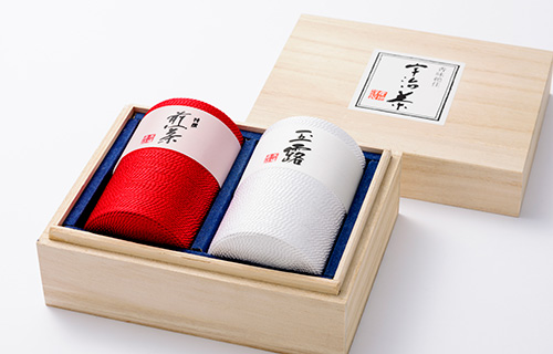 京くみひも紅白茶筒と宇治茶の新春セット「JAPON」